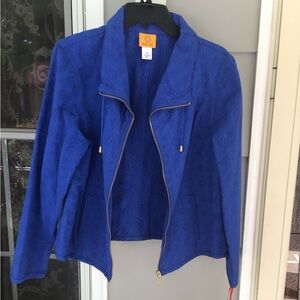 Size 14 New Ladies blue zip jacket retails $64.00 Ruby Rd. Blue Textured